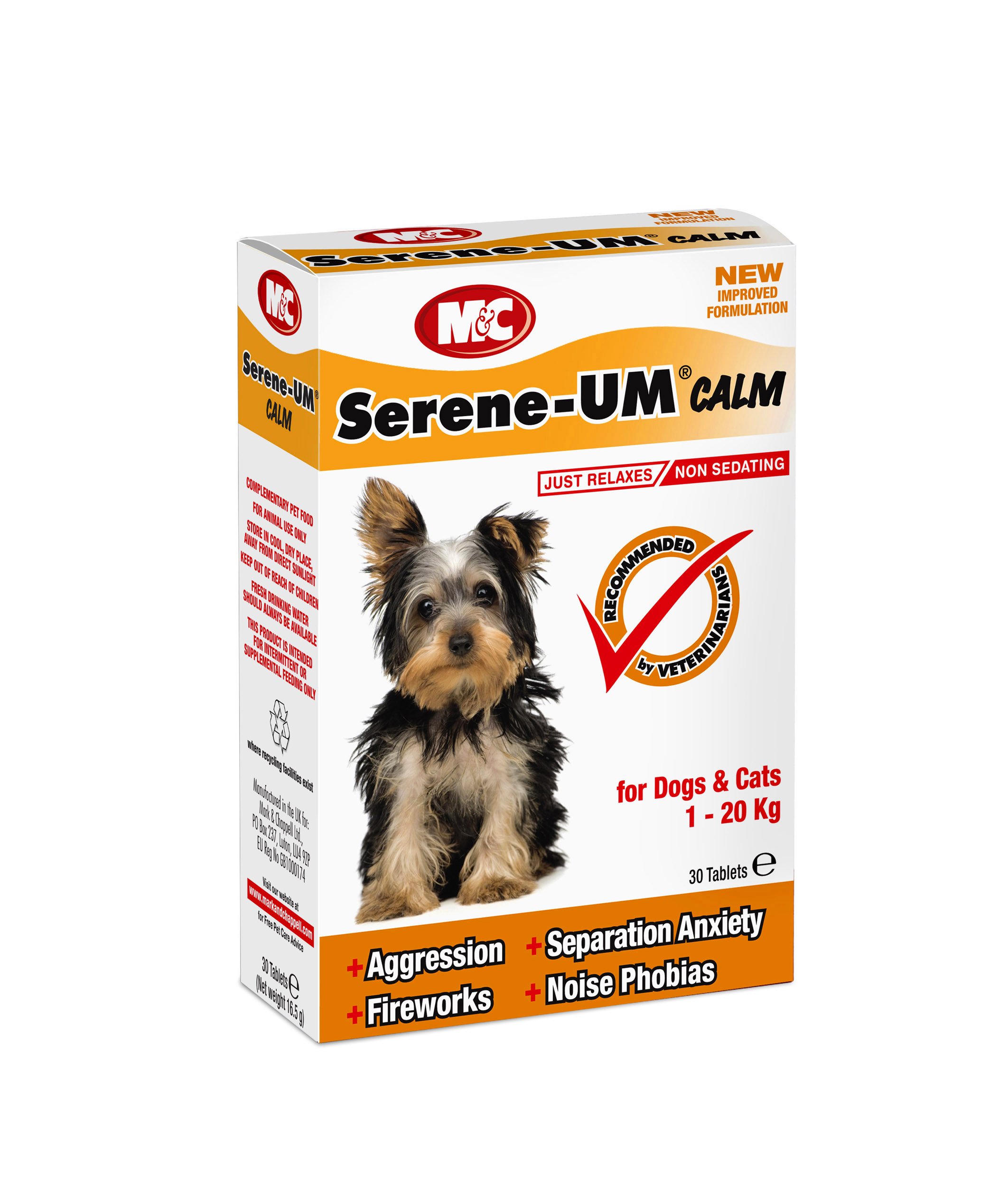 M&C Serene-UM Calm, Naturally Calms & Soothes for Dogs & Cats 30 Tablets (Pack of 2) — image 1