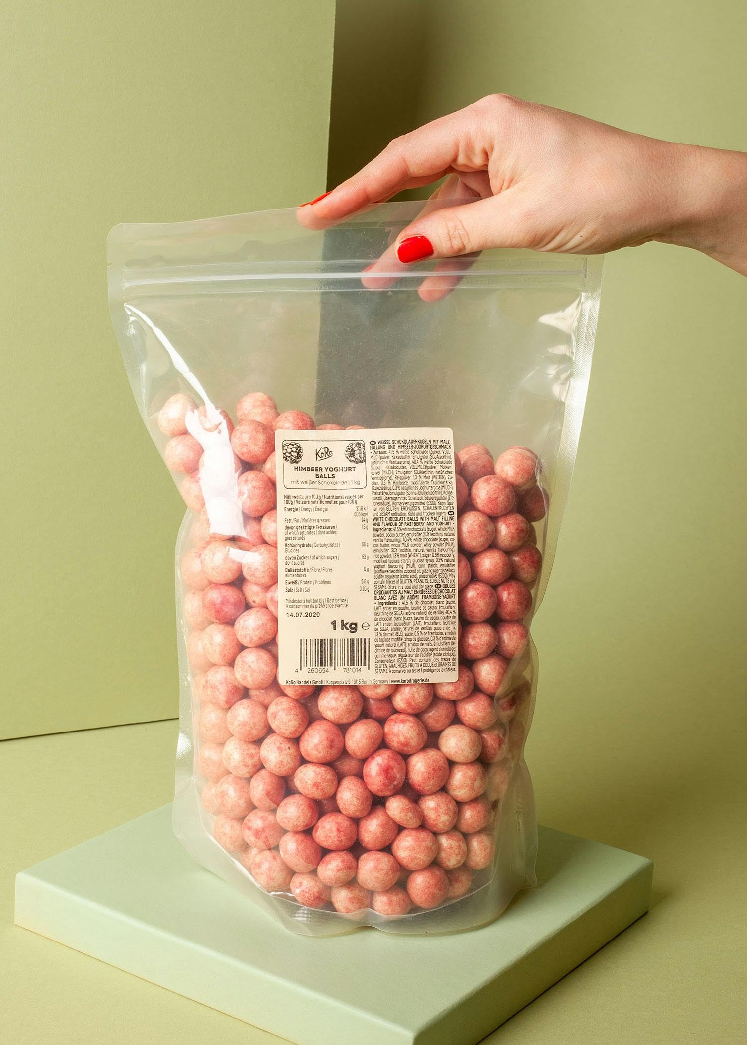 KoRo - Boules yaourt-framboise 1 kg - Un en-cas croustillant et délicieux