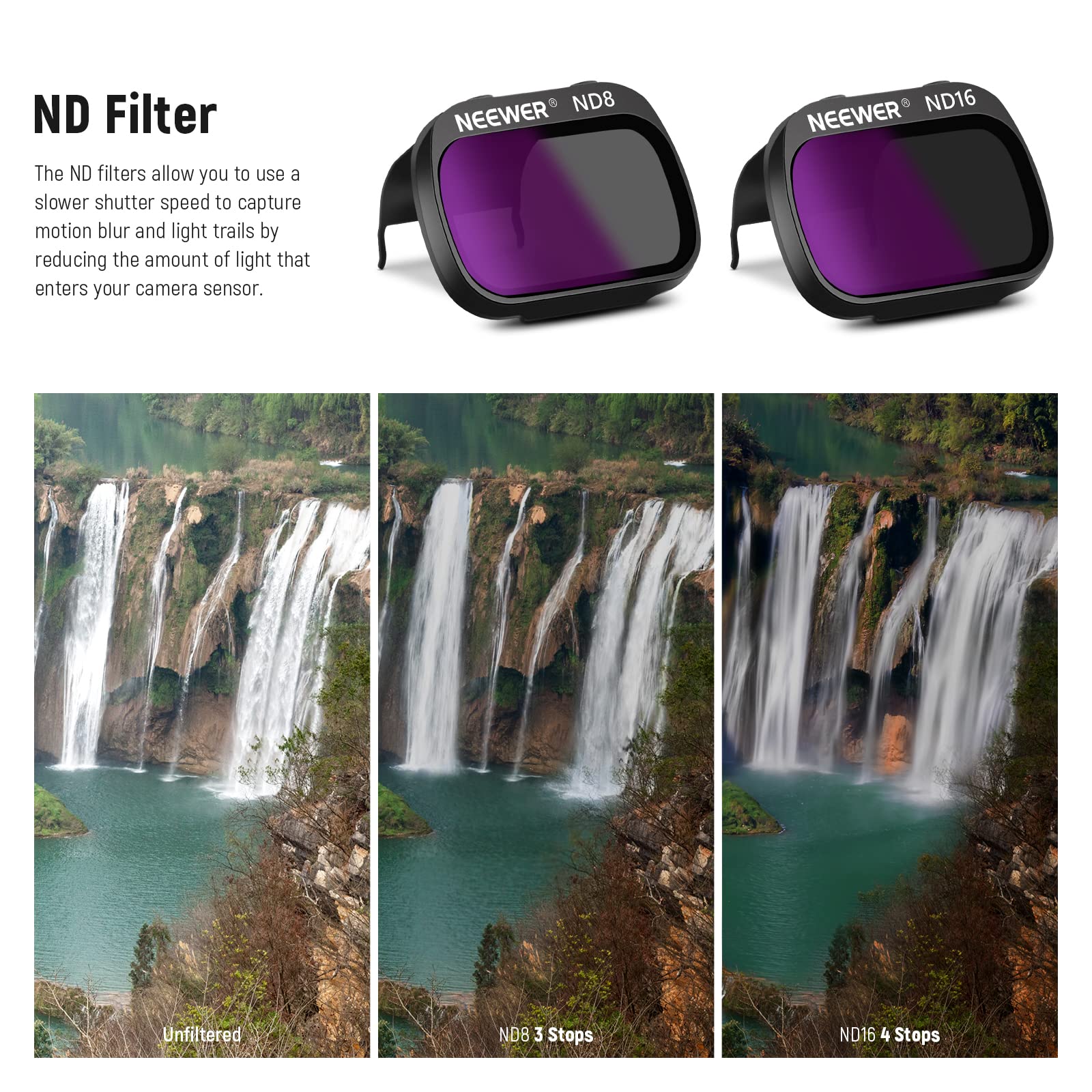 NEEWER 3pz Set di Filtri ND Multirivestito a Definizione Alta Vetro Ottico ND8 ND16 CPL, Compatibile con DJI Mavic Mini 2