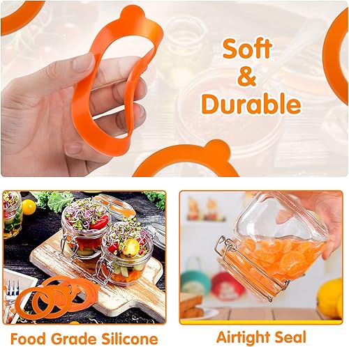 Miniatura 3 de 12 piezas de sellos de silicona de repuesto para frascos, anillos herméticos de goma herméticos a prueba de fugas para tarros de enlatado de boca