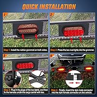 Vista 5 de Kit de luz para portaequipajes de enganche Nilight 2 piezas, 15 centímetros, LED ovalado rojo con ojales de montaje empotrado, arnés de cables