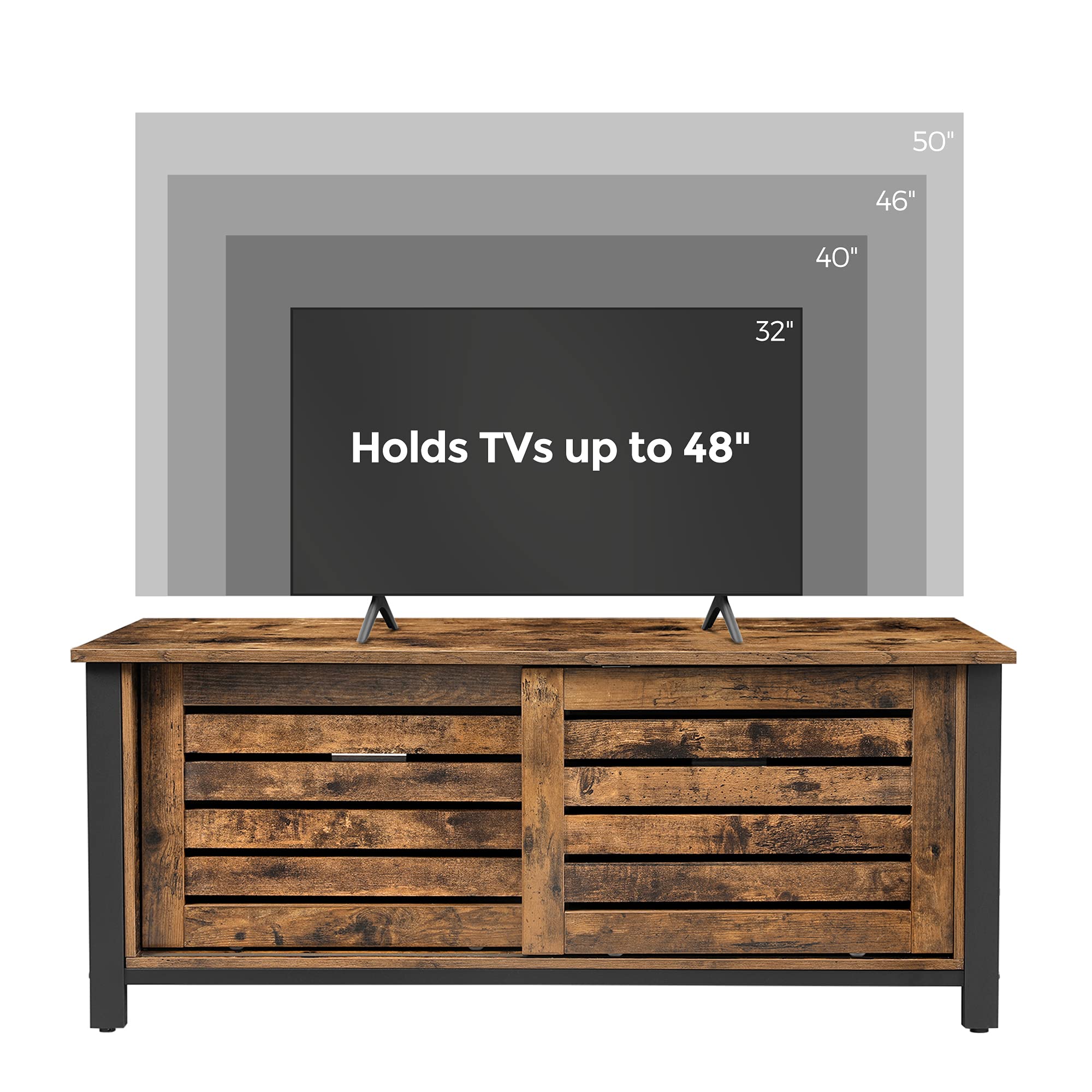 VASAGLE TV Stand for 50 inches with Sliding Doors and 2