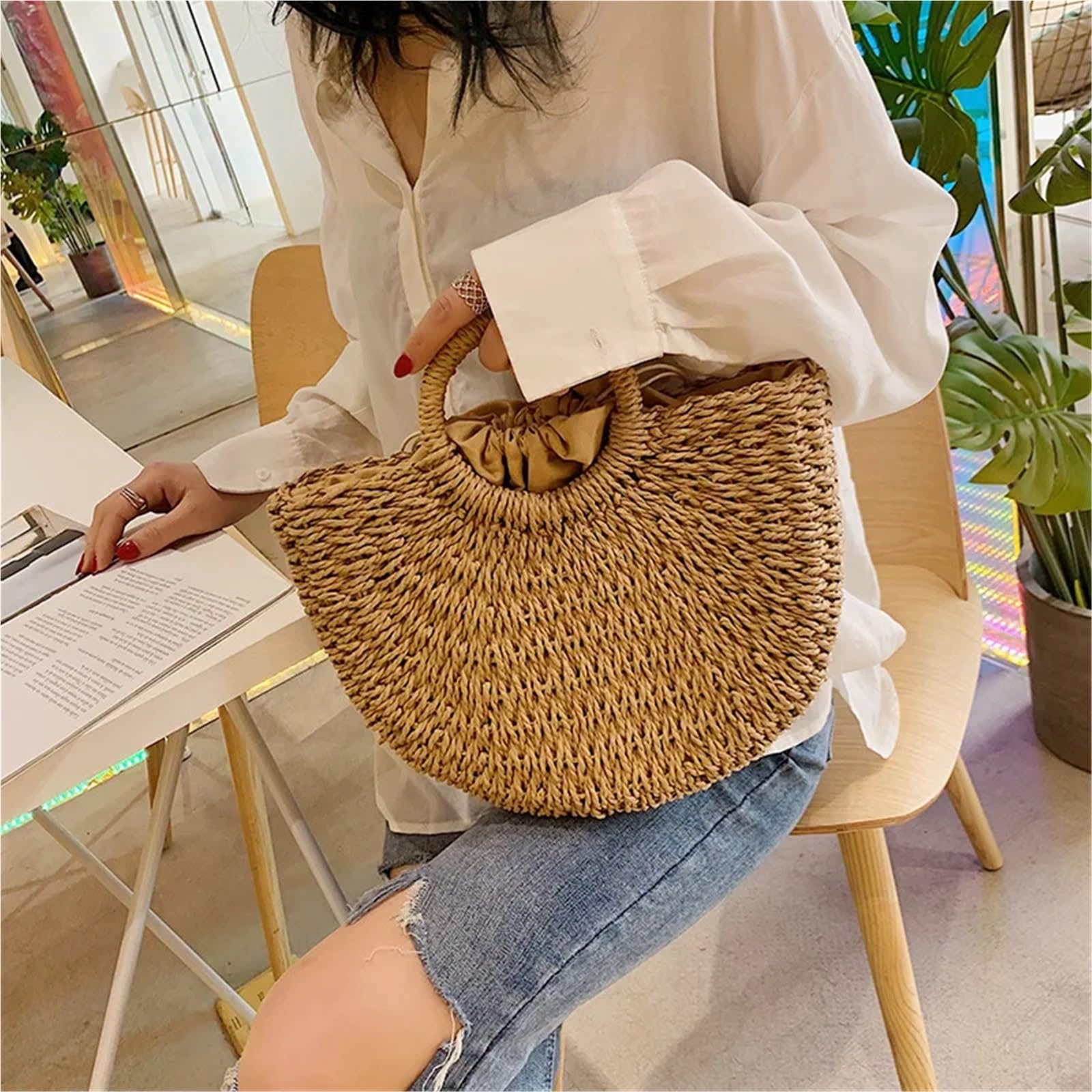 Bolso de playa tejido paja