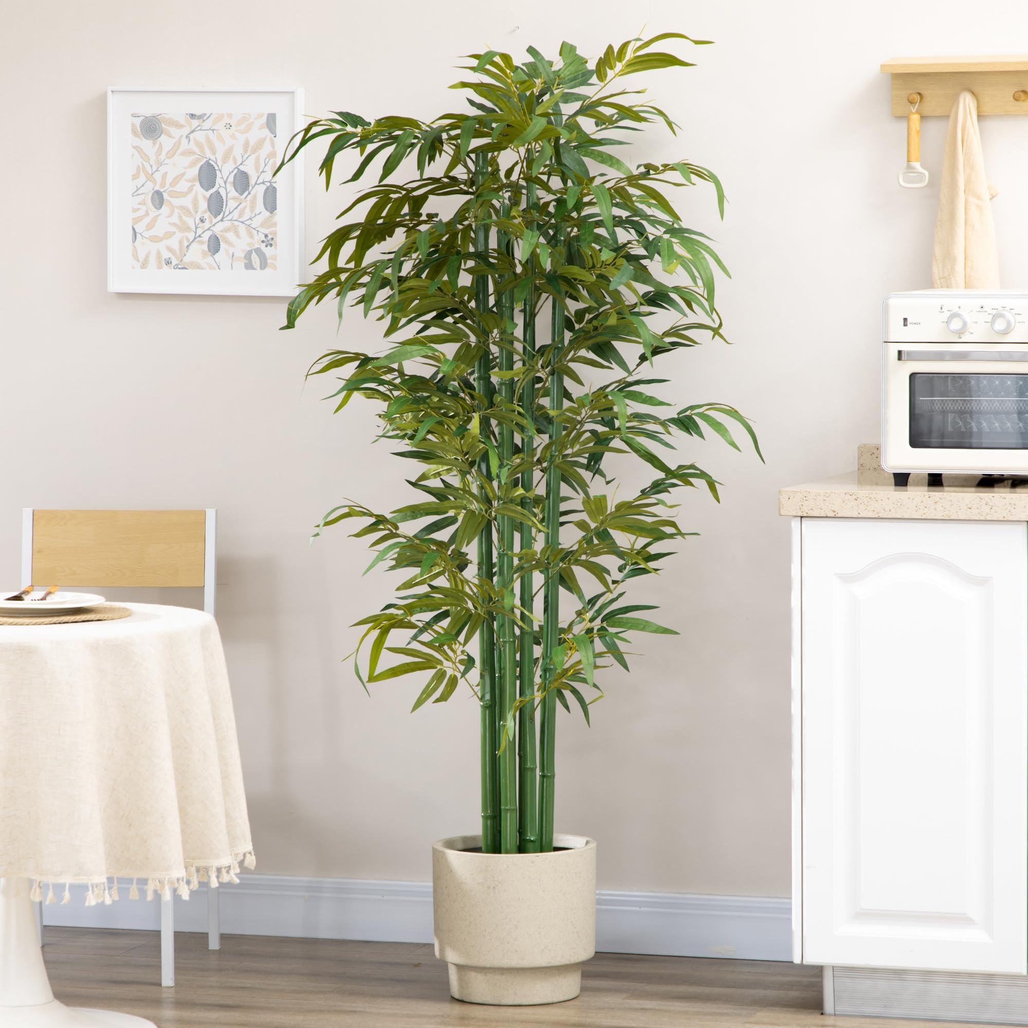 HOMCOM Pianta Artificiale di Bambù 180 cm Pianta Finta Realistico Verde | Vaso Decorativo, Piante da Interno Grandi, Soggiorno, Camera da Letto