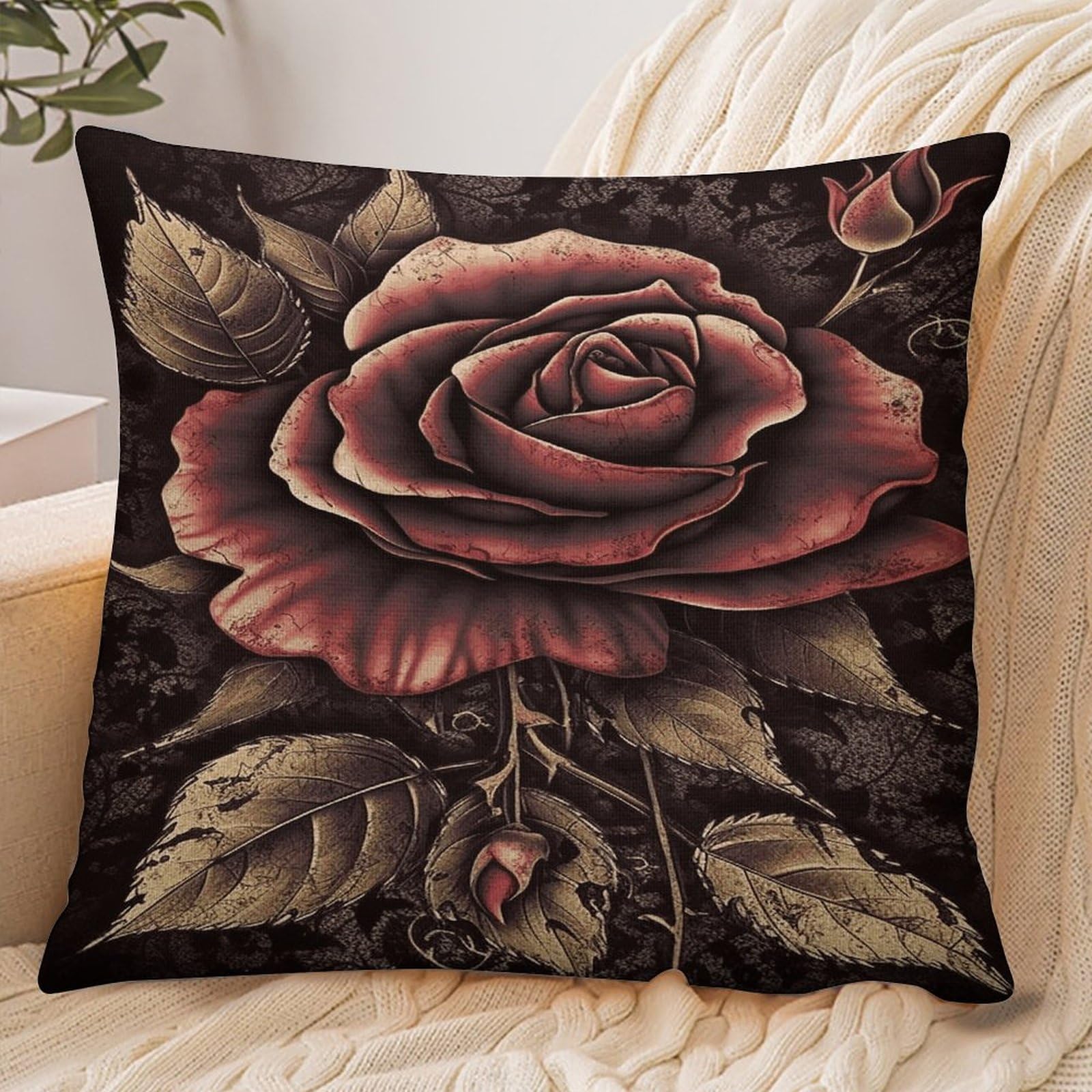 Fekiloot Style Gothic Rose Pillowcase Pillow Sham Pillow Case