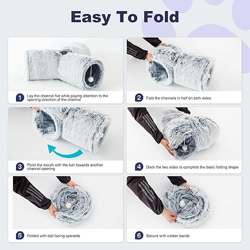 Vista 66 de Tempcore - Túnel para gatos con forma de tubo plegable de 3 vías, para interiores, juguete con forma de bola para mirar, para gato, cachorro, Moneda