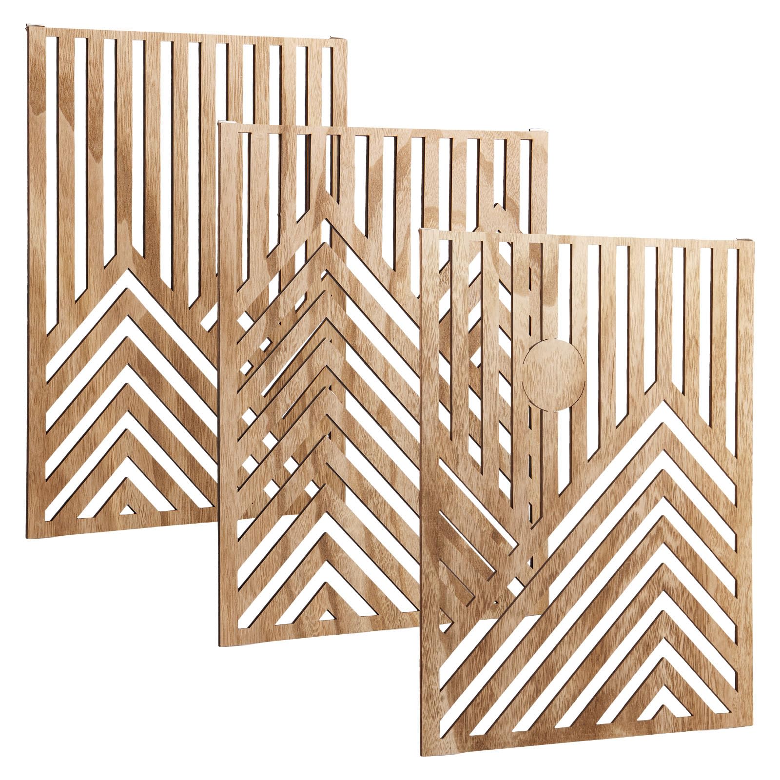 BUTORY 3Pcs Wood Wall Art Decor Wall Sculpture Decor Openwork Wood Wall Ornament Easy to Hang Timber Wall Artwork Easy to Install Handcrafted