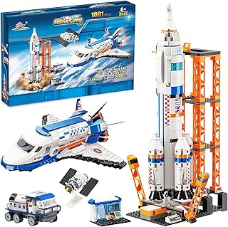 City Space Shuttle Rocket Launch Center Building Toy Set for Boys Girls 6 7 8 9 10 11 12 Year Old, with Console, Launcher, Satellite, Spaceship Toy Gifts for Kids Aged 6 and Up (1091 Pieces)