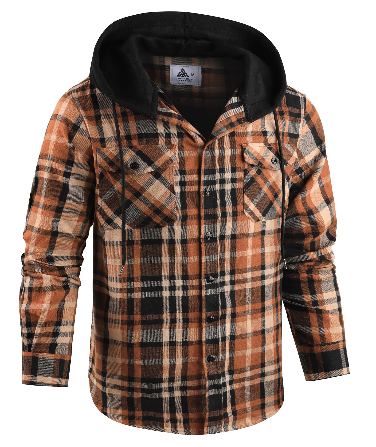 onedog Camicia Uomo Camicia in Flanella Uomo Camicia a Quadri Casual Camicia da Caccia Uomo Camicia con Cappuccio Uomo Camicia a Quadri Maniche Lunghe con Due Tasche sul Petto