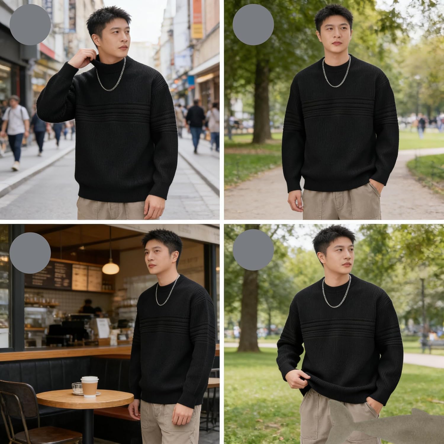 Guernsey Sweater for Men, Cable Knit Crew Neck Pullover - Warm Winter Long Sleeve Knit Sweater Daily Casual Wear