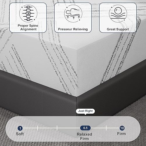 Miniatura 7 de KOW Colchones tamaño King de 10 pulgadas de espuma viscoelástica de gel refrescante con colchón de firmeza media, alivio de presión, certificado