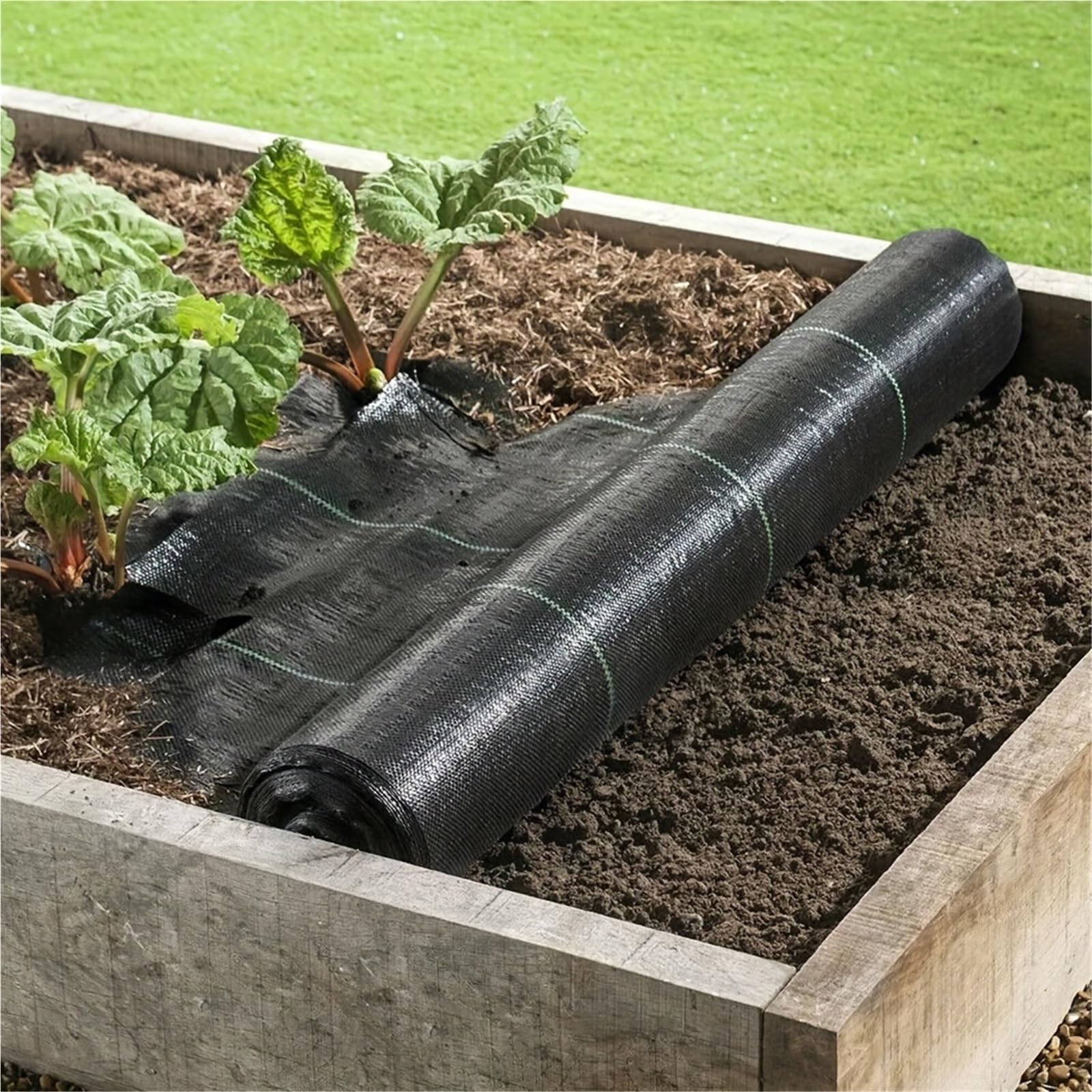Unkrautvlies Unkrautmembran, Gartenlandschaft, Stoff, Anti-Gras-Tuch, stark, atmungsaktiv, Mulch, dickere Bodendecker-Matte(200cmX1000cm)