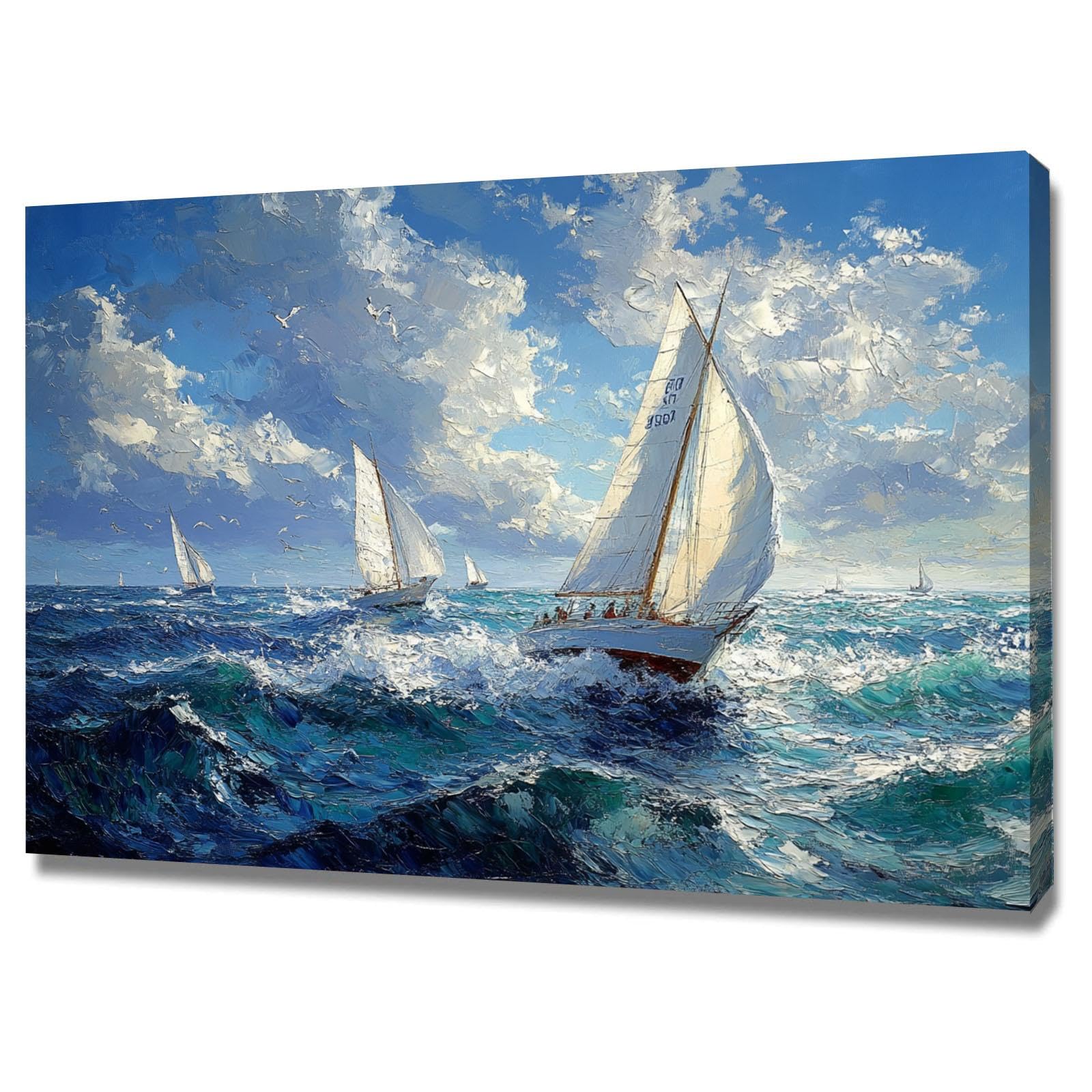 Amazon.co.jp: JGKBBSY(へはぼそ) ブルー、ホワイト 海の絵 アート
