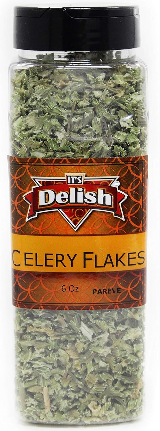 Dried Celery Flakes by It's Delish, 6 Oz Large Jar