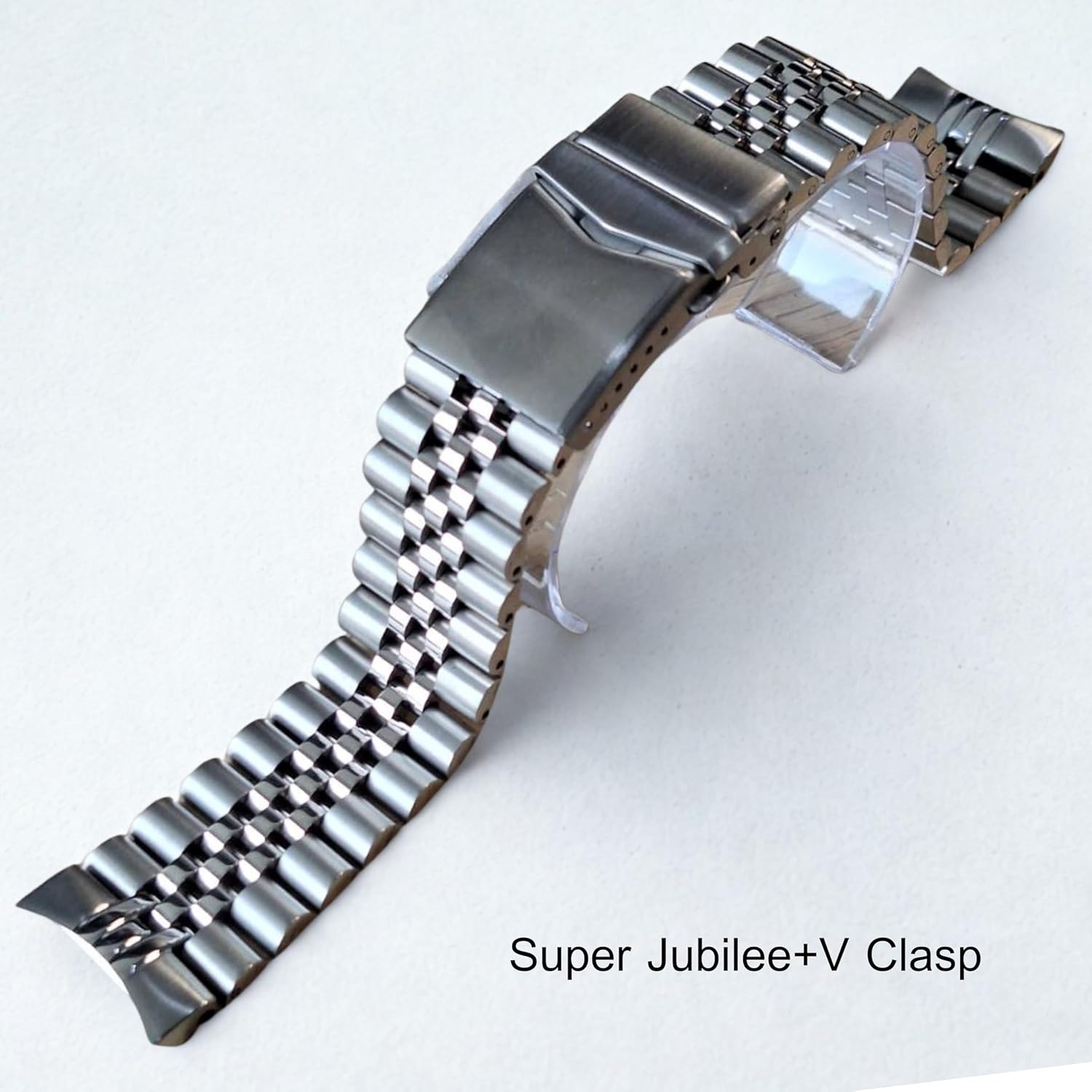 CSJU002 Solid jubilee Stainless Steel Watch Band for Casio Duro MDV106 / MDV107 – 1.8mm. Spring Bar, V-Clasp Double Lock, Curved End Link Fit22mm Watch Strap Replacement Bracelet Bands