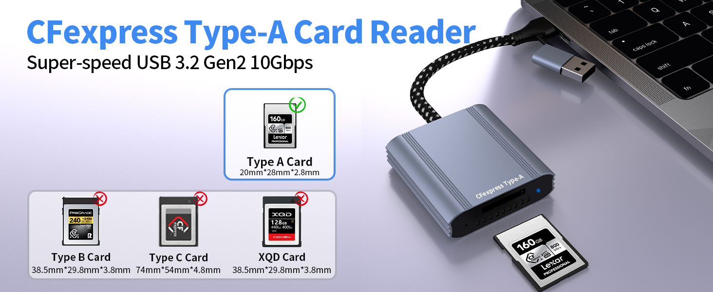 Amazon.com: CFexpress Type A Card Reader with USB 3.2 Gen 2 10Gbps