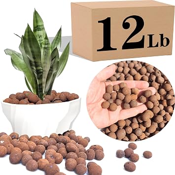 Voulosimi Clay Pebbles Organic Ceramsite Grow Media for Horticultural,Orchids,Drainage 12LB