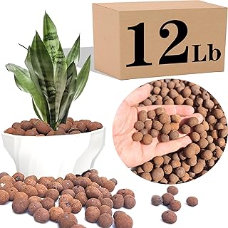 Voulosimi Clay Pebbles Hydroponic Rocks Organic Ceramsite Grow Media for Horticultural,Orchids,Drainage (12LB)