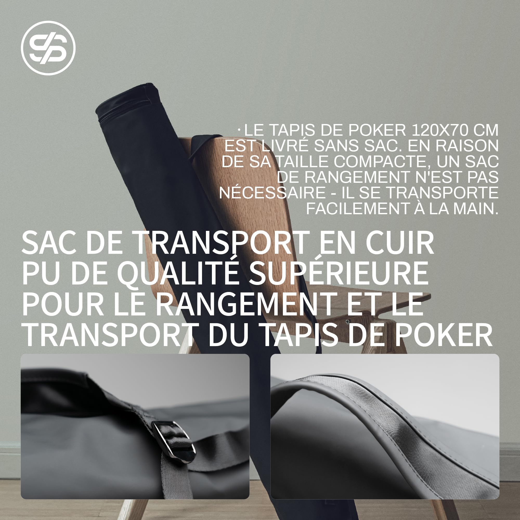 Tapis de poker SLOWPLAY Godel, déperlant, facile à nettoyer, noir/or