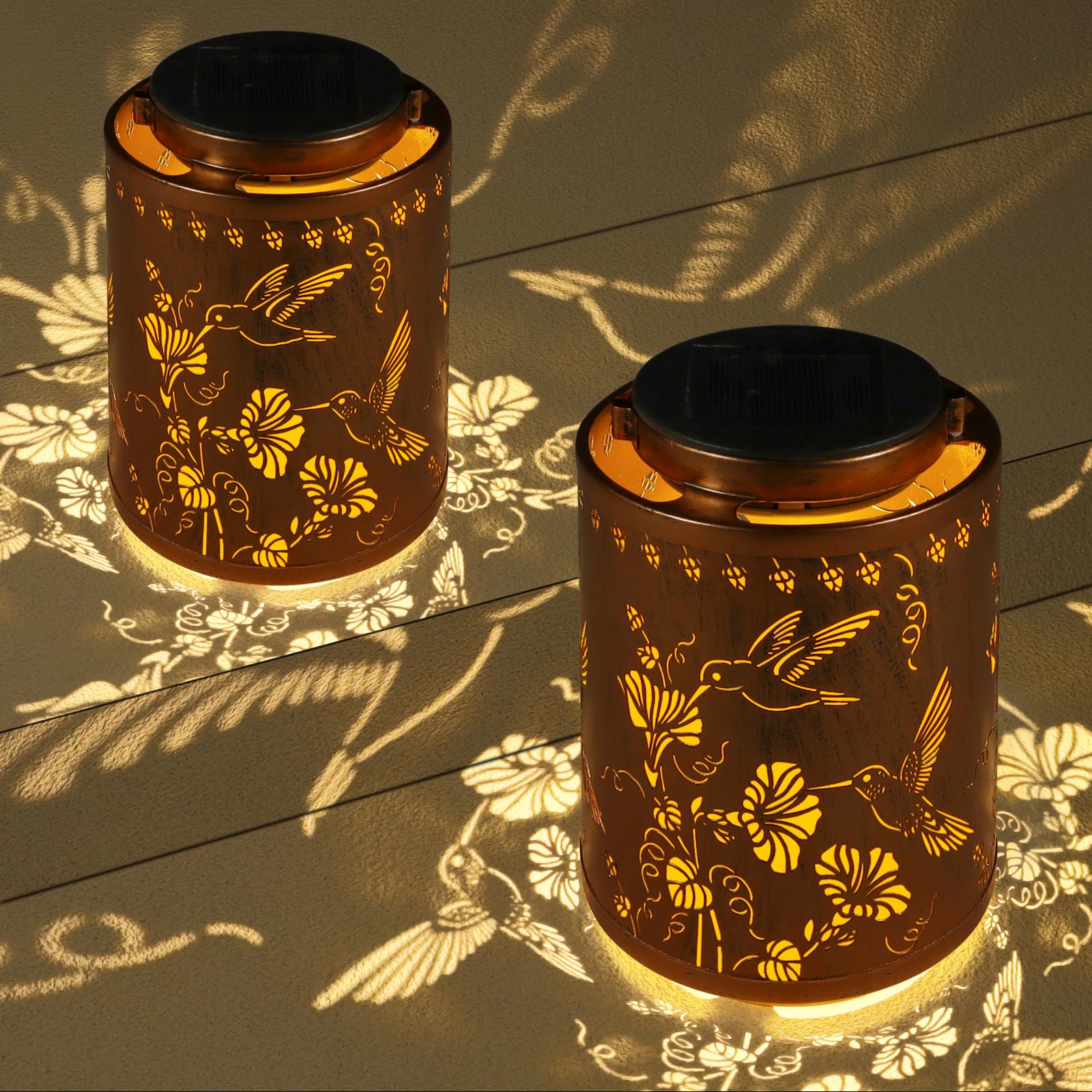 2 Pack Solar Lanterns Outdoor Waterproof Garden Decor Gifts for Women
