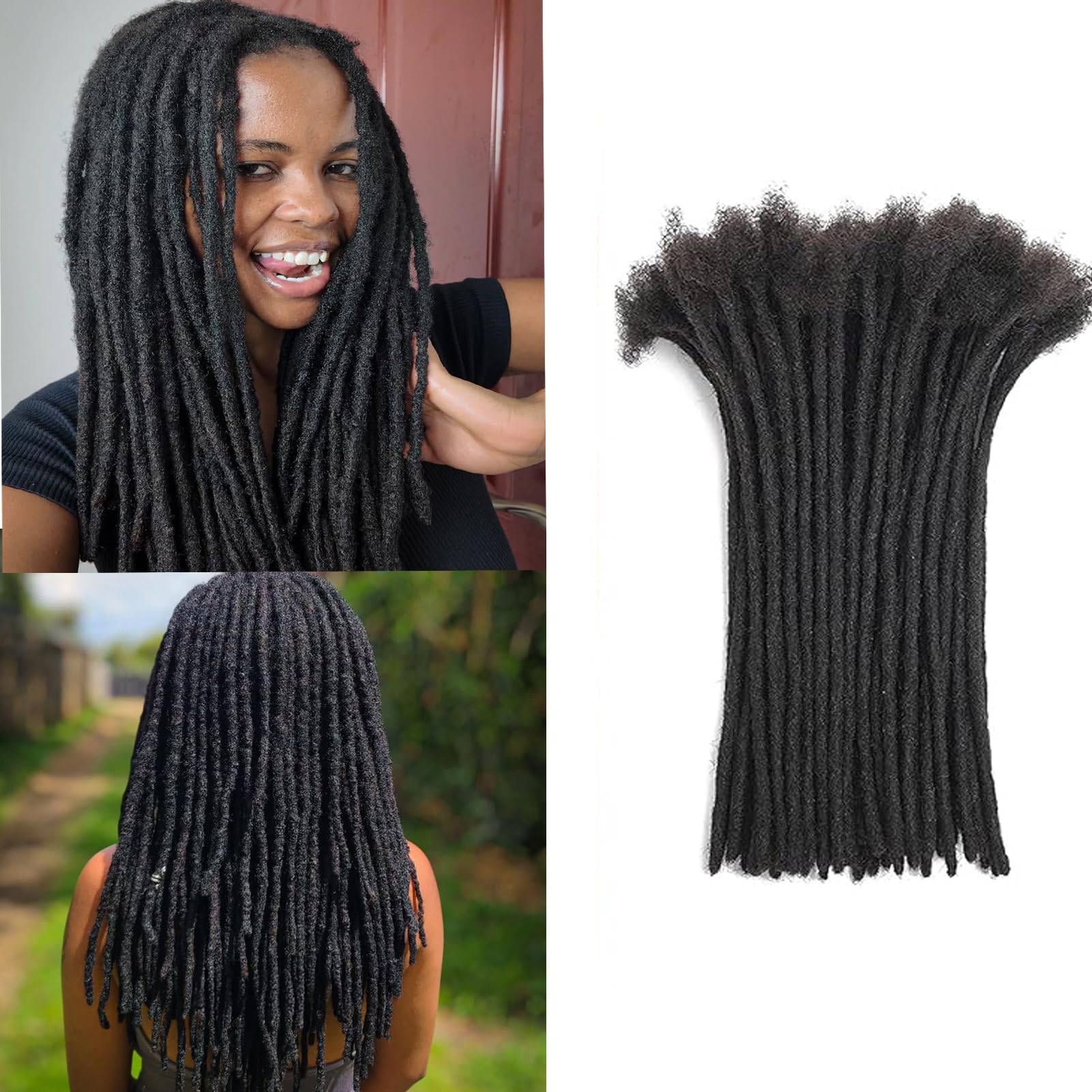 Dreadlock Extensions Human Hair 0.6cm Thickness 8 Inch 30 Strands Natural Black Full Handmade Permanent Locs Can Be Dyed and Bleached for Women Men Kids locs Extensions Real Human Hair