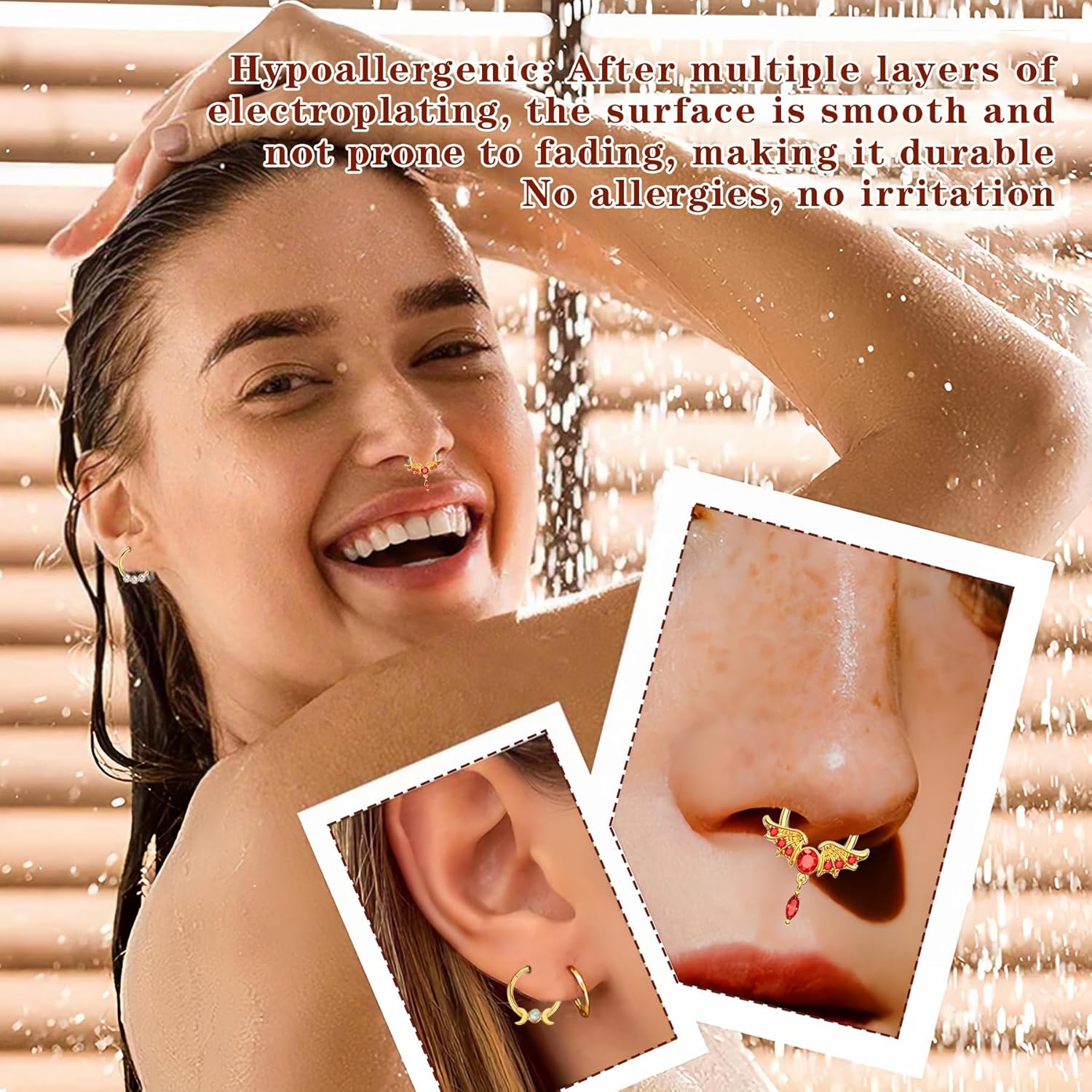 8 Pcs Nose Rings Hoops 316L Surgical Steel Septum Rings CZ Opal Twisted Clicker Nose Rings Hoop Helix Cartilage Daith Tragus Sleeper Earrings Body Piercing for Women Men Silver Gold Hinged Segment Septum jewelry 8mm/10mm - Image 6