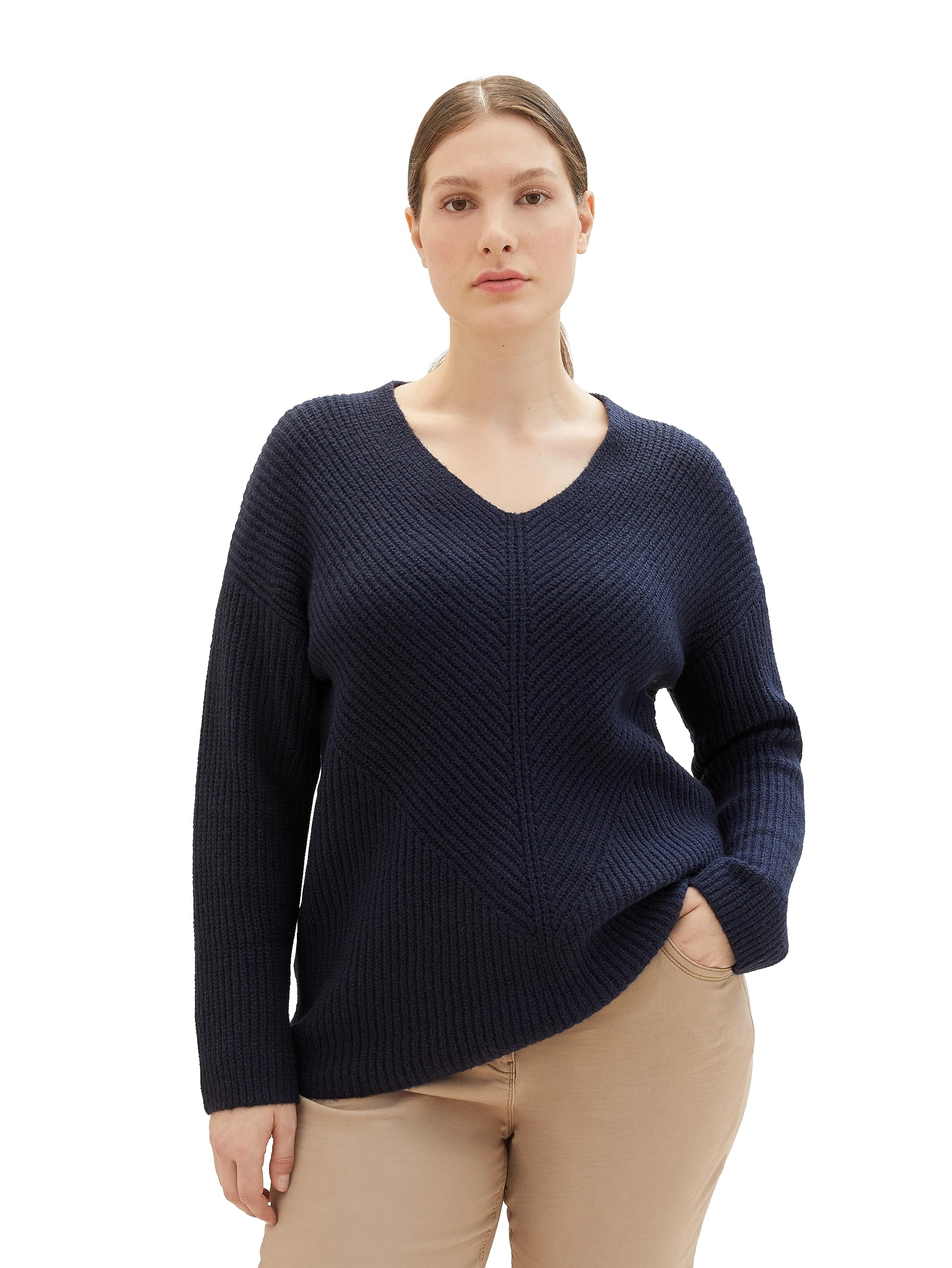 TOM TAILOR Women's Basic V-Neck Jumper, 10668 - Sky Captain Blue, M