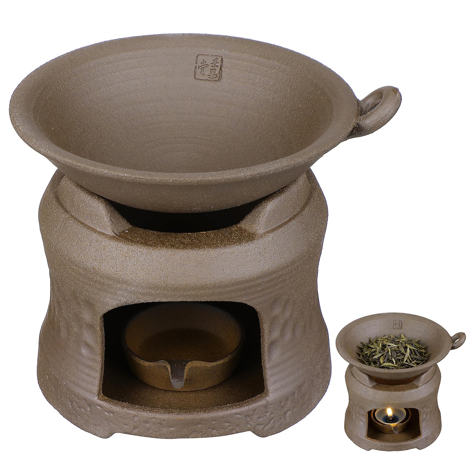 Calentador de Tetera de Cerámica Marrón para Té en Casa
