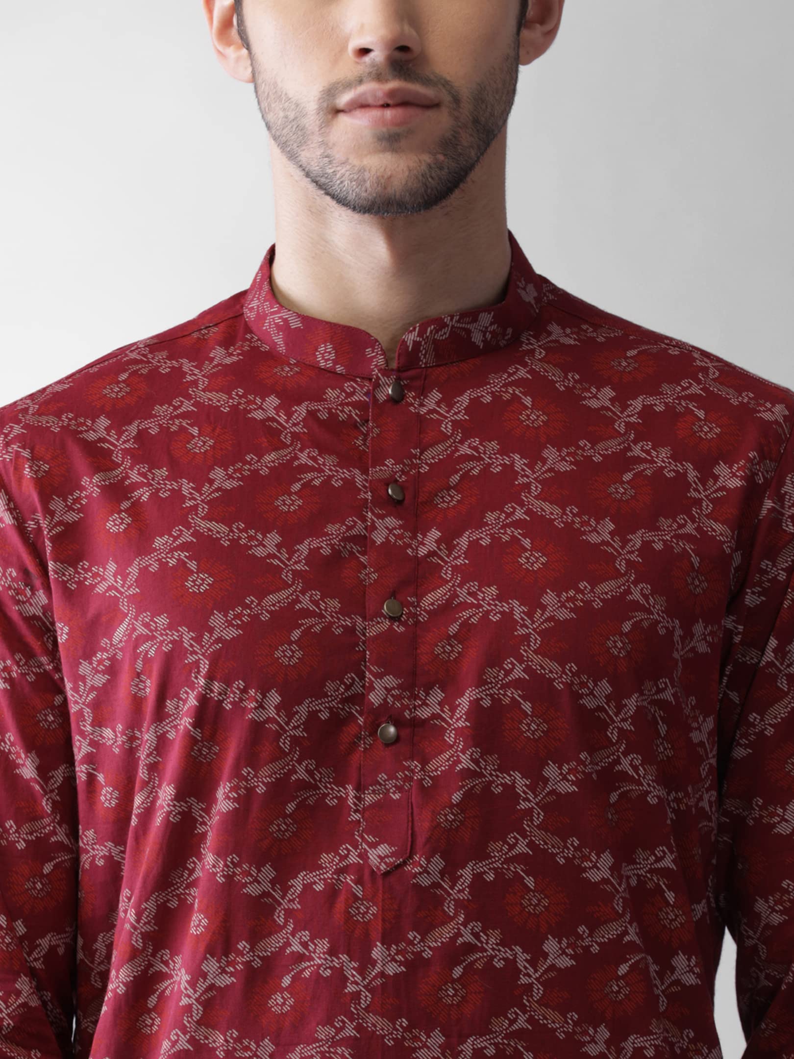 Kisah Mens Printed Cotton Blend Kurta - Traditional Ethnic Wear Kurta For Men For Weddings & Festivals, Maroon, 42