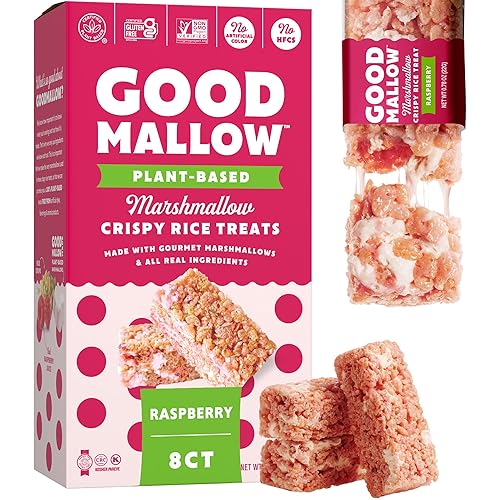 GoodMallow Bocadillos veganos crujientes de arroz envueltos individualmente, caja de 8, aperitivos veganos kosher, aperitivos sin gluten sin lácteos