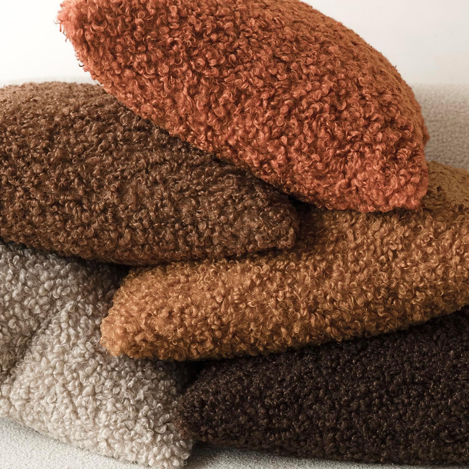 Foindtower 2 Pieces 18x18 Inch Burnt Orange, Faux Fur Throw Pillow Cover Accent Sherpa Furry Pillow Cover Fuzzy Soft Pillowcases Cozy Sheepskin Decorative Fleece Cushion Case for Bed Couch Living Room - Image 6