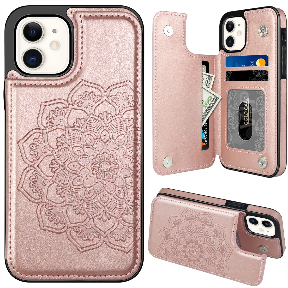 Amazon Com Mmhuo For Iphone 12 Case Iphone 12 Pro Case With Card Holder Flower Magnetic Back Flip Case For Iphone 12 Wallet Case For Women Shockproof Protective Phone Case For Iphone 12 Iphone 12