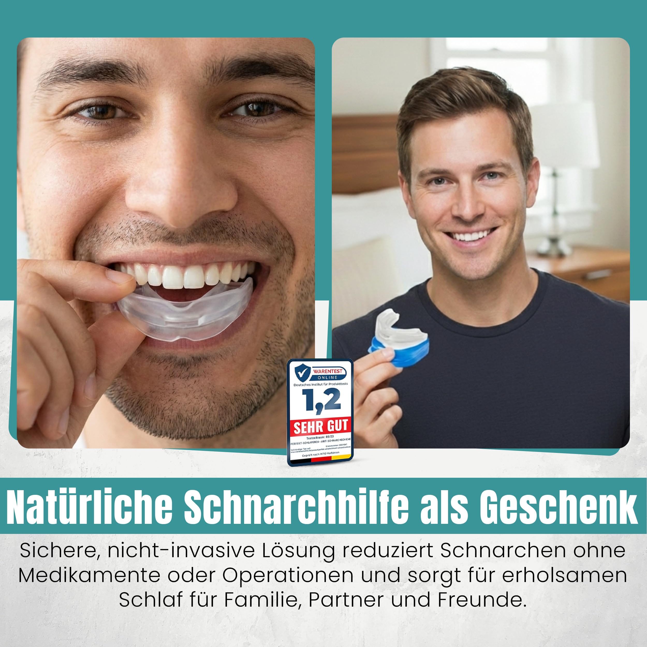 2-in-1 Anti Schnarch Schiene Gerät – Schnarchstopper Knirscherschiene für Nacht | Schnarchschiene Zahnschutz | Schnarchen Stopper Zahnschiene Knirschen | Aufbissschiene für Nacht Gegen Schnarchen