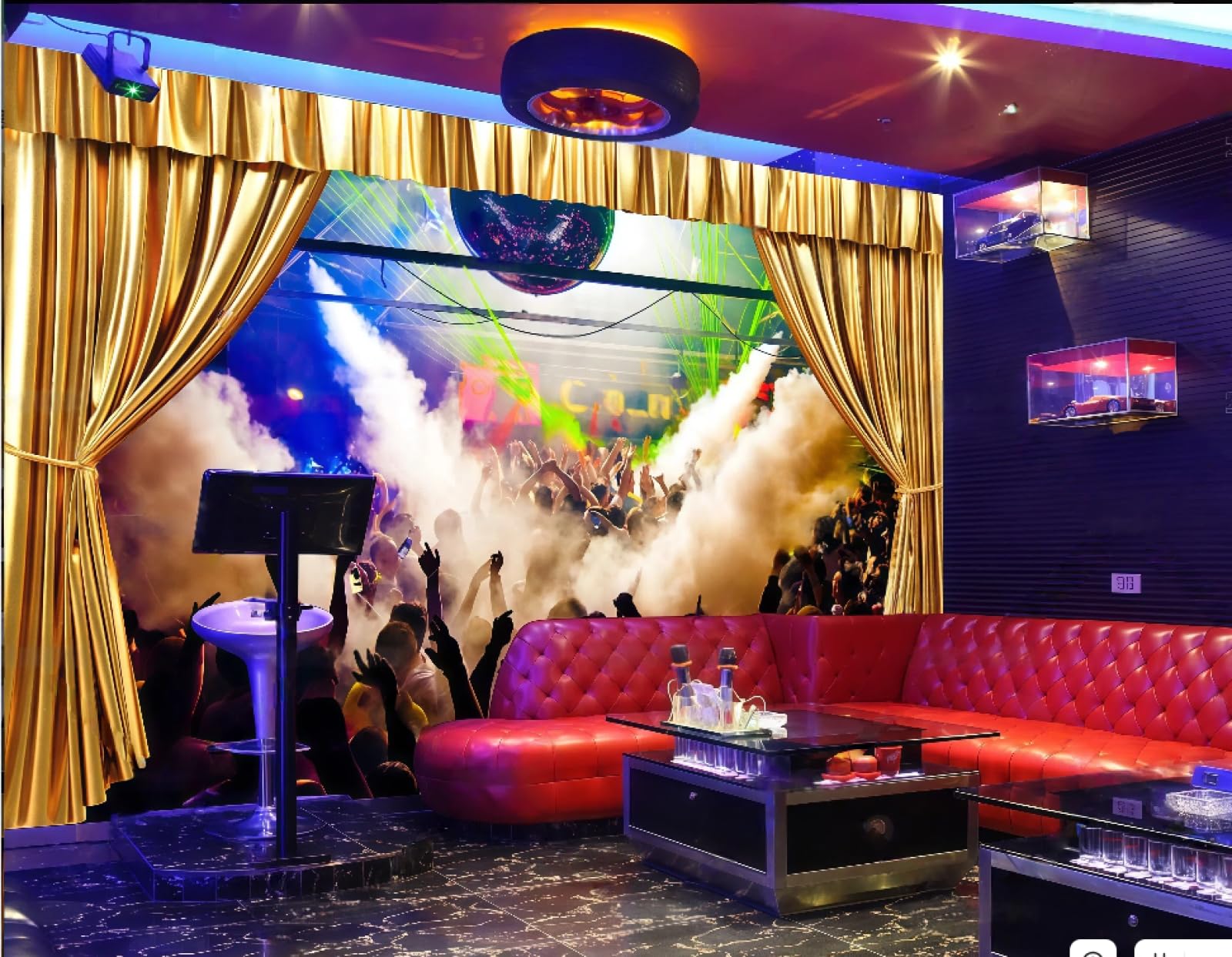 Rskjdghshd 3D Wallpaper Retro Golden Colorful Dance Hall Music Theme Bar Drink Shop Western Restaurant Background Wall Mural Afternoon Tea Coffee Shop Wallpaper,,200X140cm
