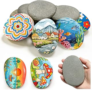 10 Stück Steine zum Bemalen, 5-8 cm Steine zum Bemalen Flach, Glatt Kieselsteine zum Bemalen für Malerei, Künstlerisches Schaffen, Gärten und Aquarien Dekoration