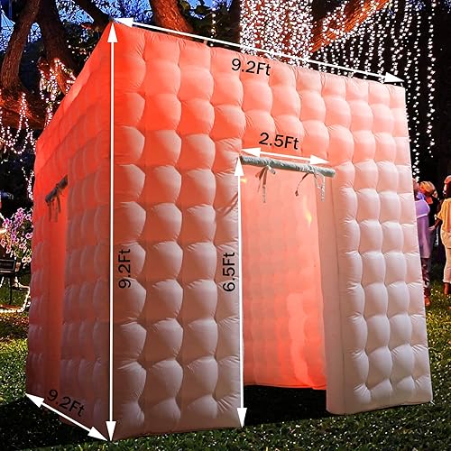 Miniatura 2 de Staelea Cabina de fotos inflable (blanco, dos puertas, 9.2 x 9.2 x 9.2 pies), tienda de campaña inflable staelea para cabina de fotos LED con