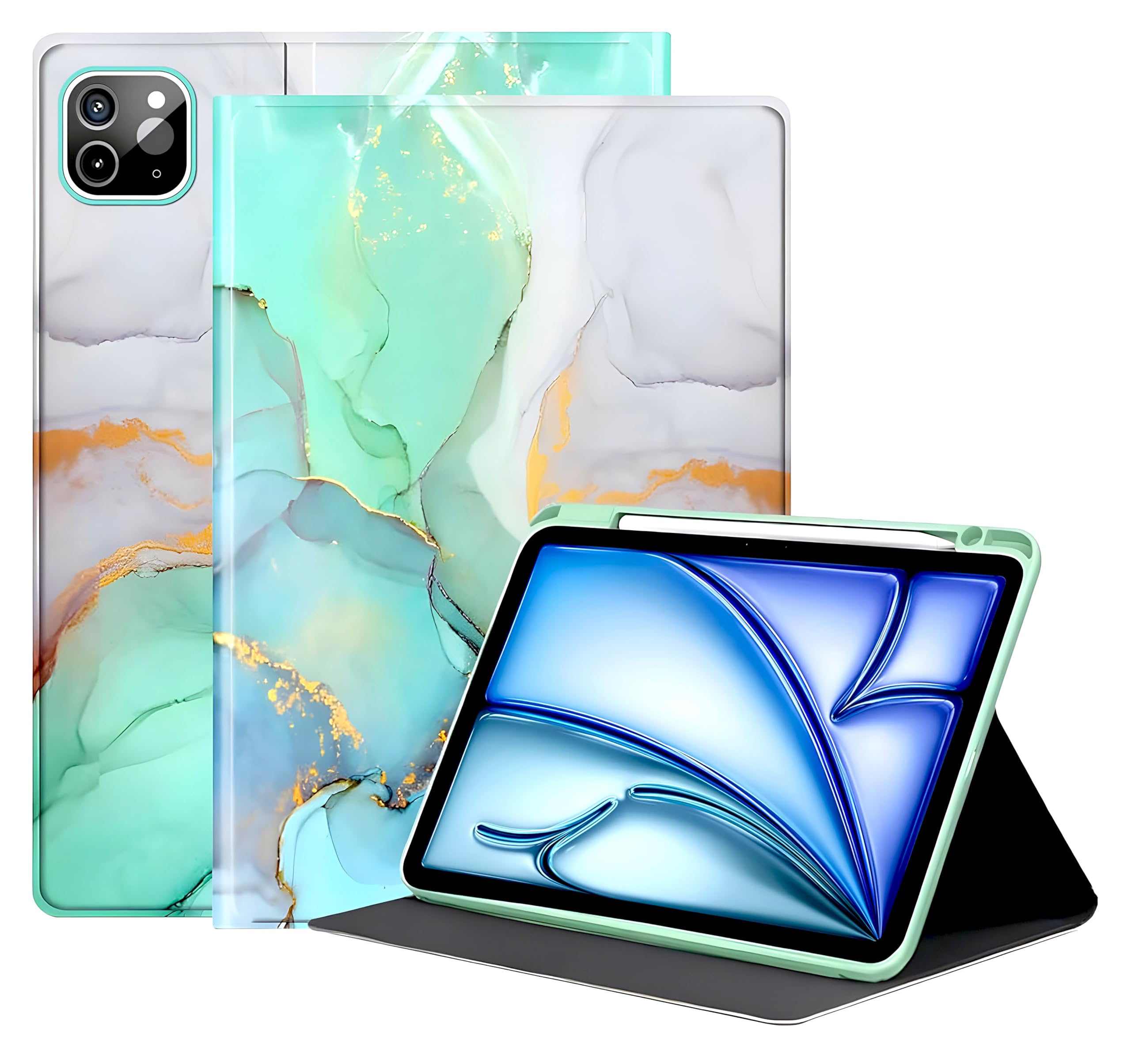ProElite Book Cover for Apple iPad Air 11 M2/ Pro 11 4th/3rd Gen/Air 5th/4th Gen 10.9 inch Case, Smart Flip Case Book Cover for iPad Air 11/ Pro 11 4/3 Gen/Air 10.9 with Pencil Holder, Marble Green (B0DDY1LZ8S) Amazon Price History, Amazon Price Tracker