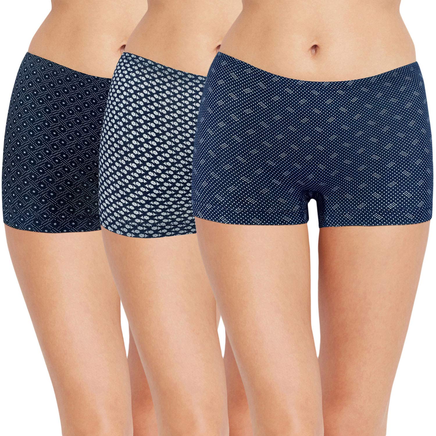 bodycare Women's Cotton Printed Stretch Shorties Navy Blue-picture-19