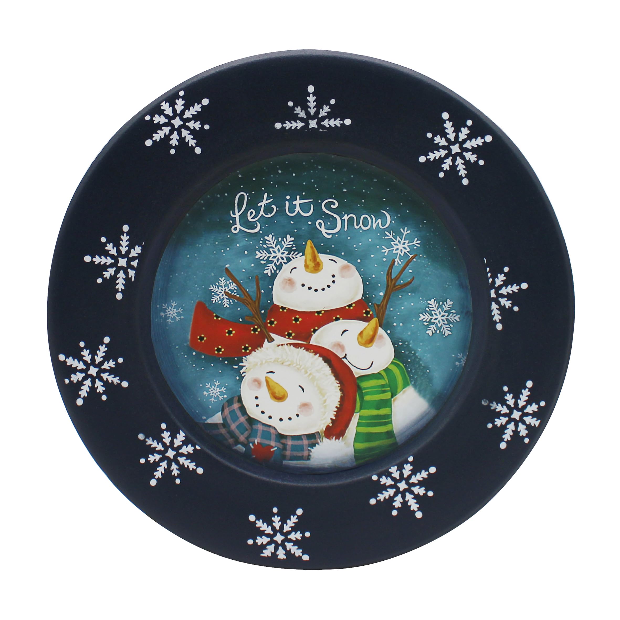 Piatto e supporto con pupazzo di neve Let It Snow, decorazione