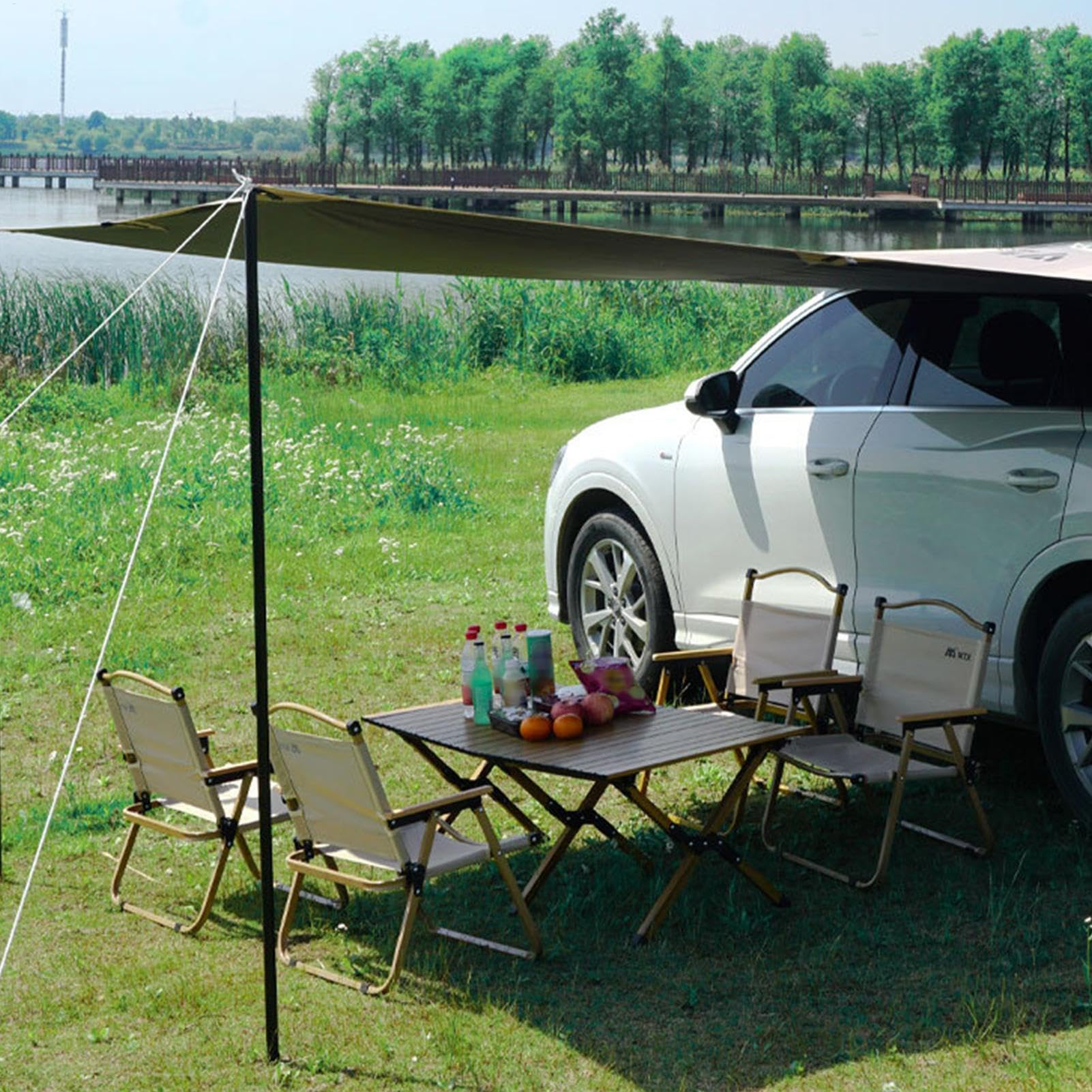 Tendalino Ombreggiante Portellone Auto Leggera, Portatile, Struttura | Auto Pensilina Ombreggiante SUV Per Campeggio Picnic Weekend Famiglia Attività Outdoor Viaggi Spiaggia