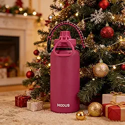 Garrafa Térmica De Água Isolada 1000ml Quente & Frio De Aço Inox Com Alça (Vermelho Rosa)