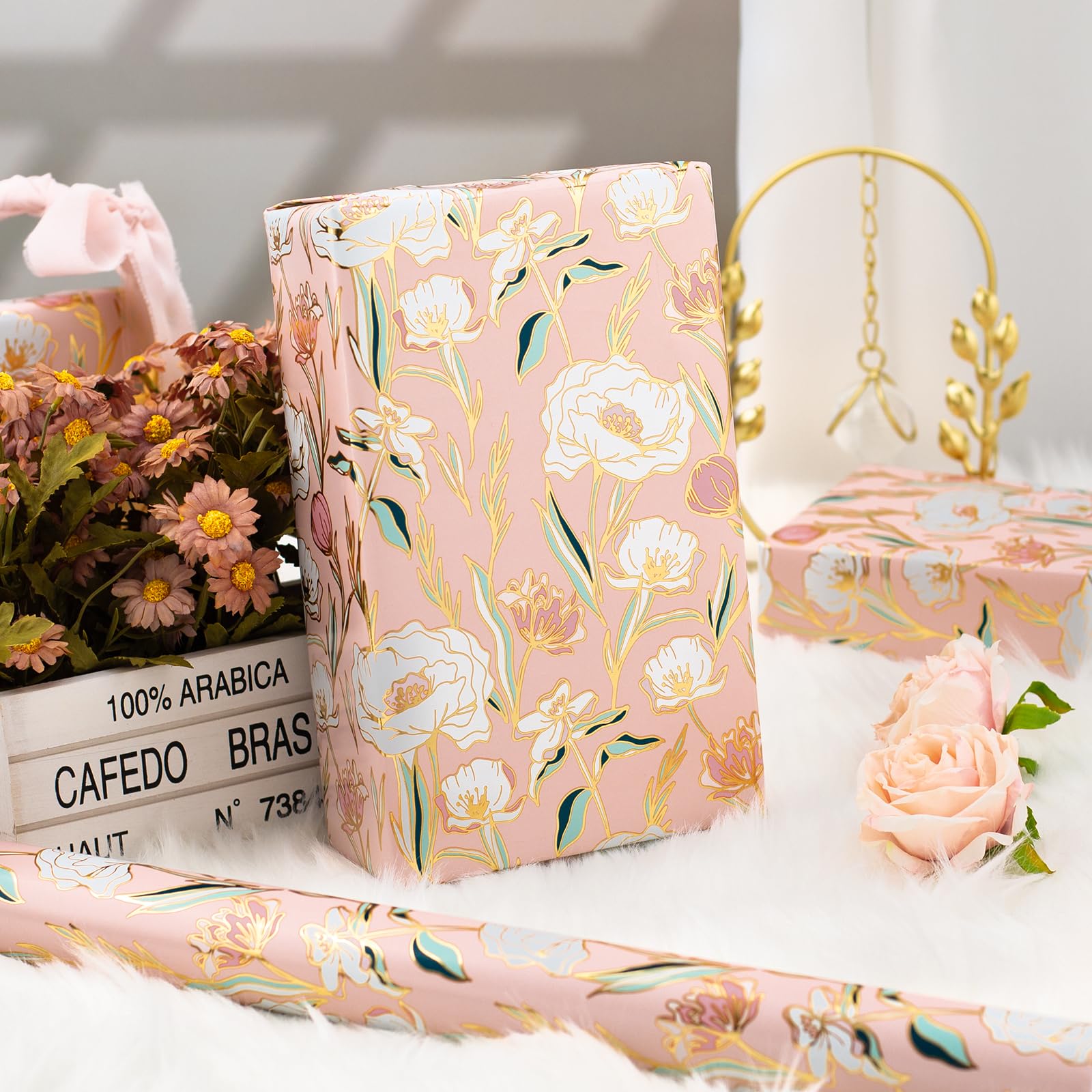 Carta Da Regalo Rotolo 43 Cm X 10 M – Doppia Faccia Perlato/Opaco, Per Matrimoni, Compleanni, Natale, Rosa