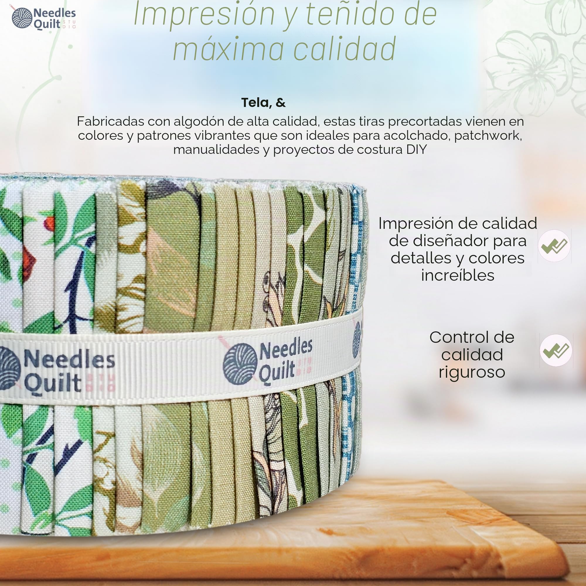 Jelly Roll Tiras de tela de algodón precortada para acolchado, 40 tiras de 6 x 112 cm, tela acolchada para costura, proyectos de edredón precortados y manualidades (bosque en verano)
