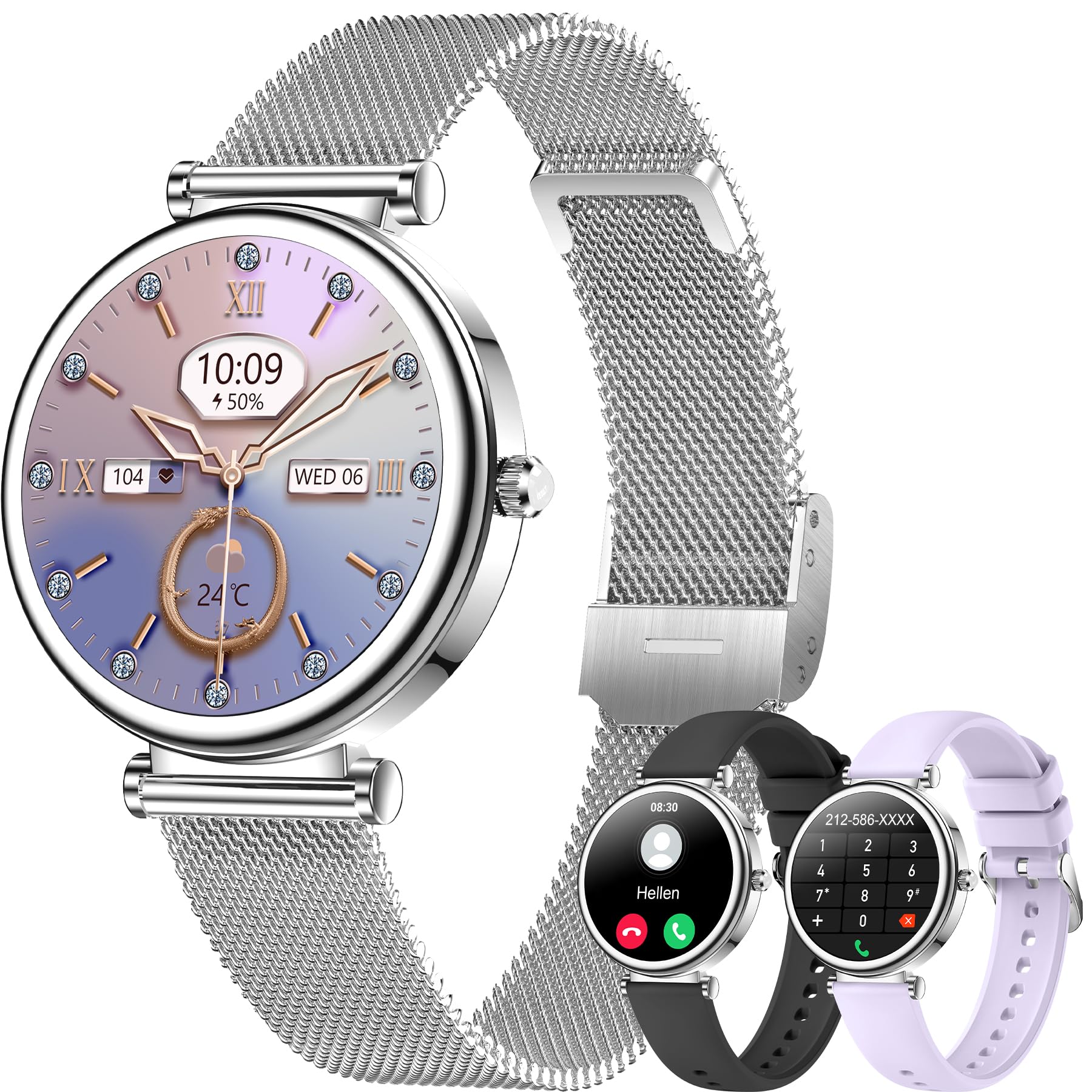 Reloj Mujer Inteligente con Llamadas, 1,3" Smartwatch con 120+ Modos Deportivo, Reloj Digital Mujer, Monitor Sueño, IP67 Pulsera Actividad Pulsómetro/Podómetro, Smart Watch para Android iOS