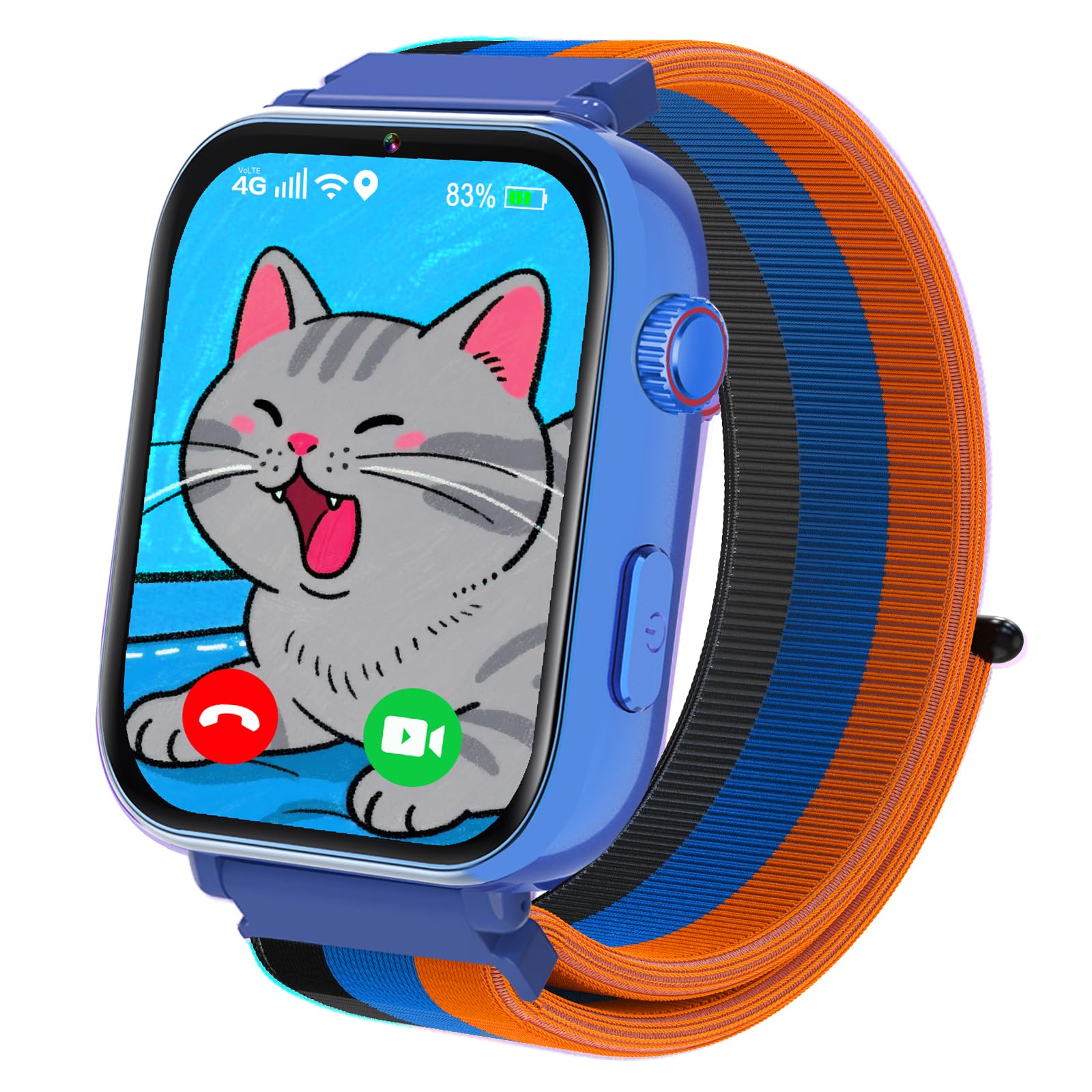 PTHTECHUS 4G Reloj Inteligente Niño, Smartwatch Niños Niña con GPS, Videollamadas, Chat de Voz, SOS, Modo Clase, WiFi, Juegos, Cámara, Reloj Niños Regalo para Niñas niños 4-12 años Regalo, Azul