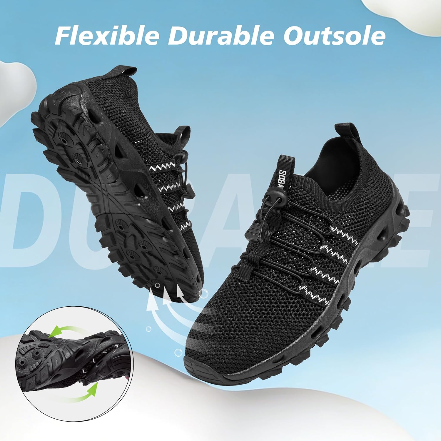 SOBASO Water Shoes Men Hiking Quick Dry Aqua Swim Beach River Barefoot Shoes for Boat Hike Surf Sport Diving Sailing Travel Adult Unisex