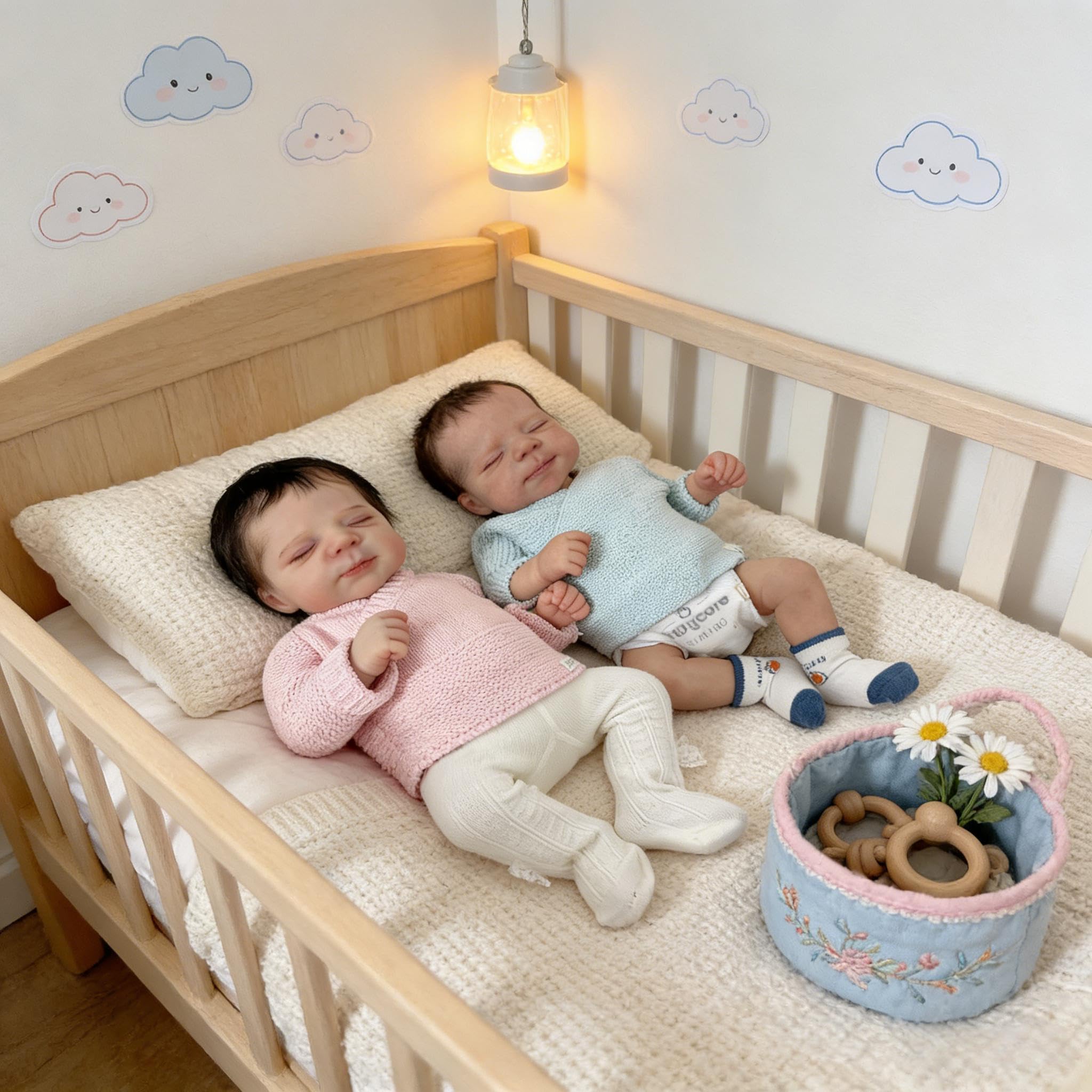 Zwillinge Realistische Reborn Babypuppen Mädchen und Junge 18 Zoll Real Life Babypuppe Silikon Ganzkörper Vinyl Lebensechte Neugeborene Babys Puppe Real Life Silikon Babys Zwillinge Puppen