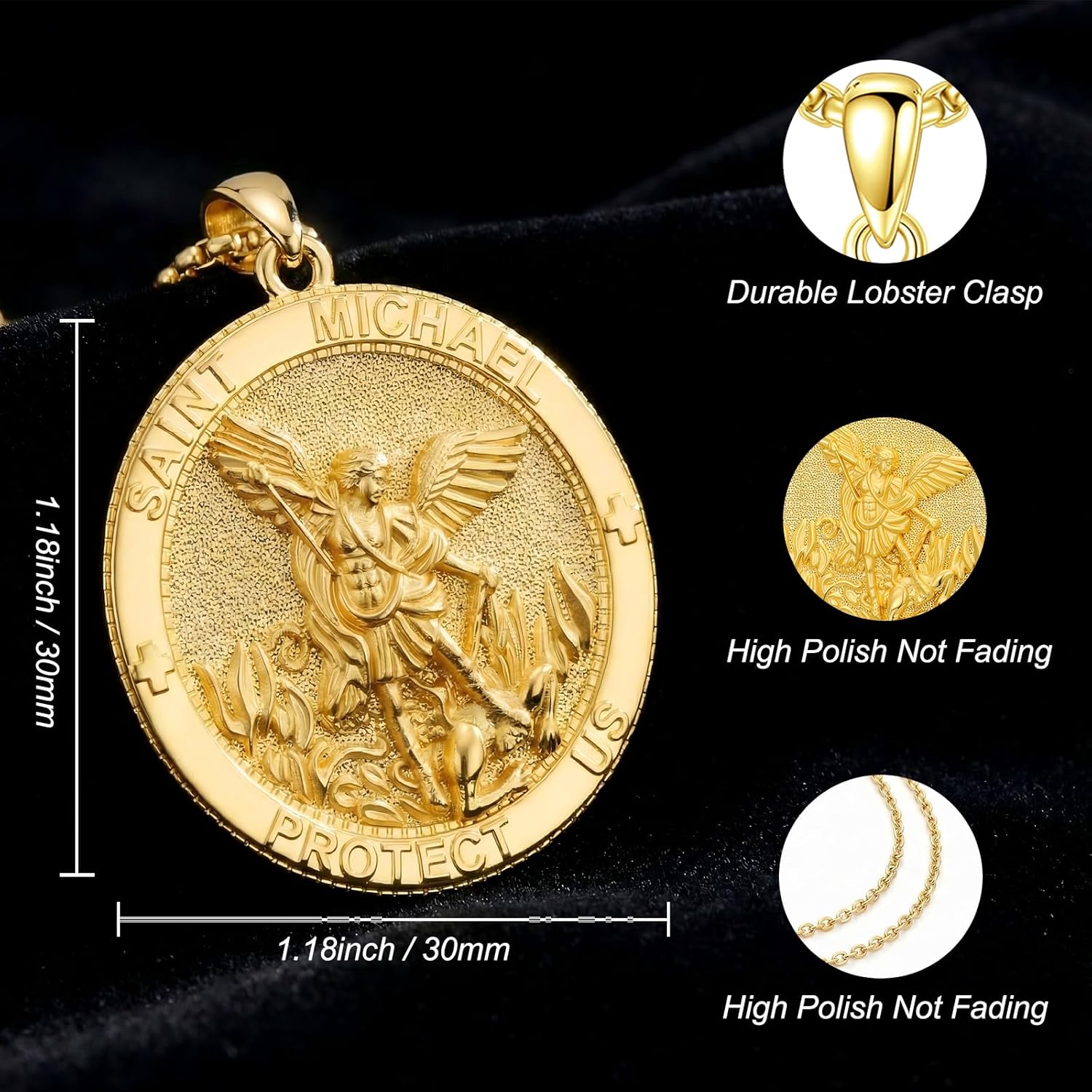 Patron Saint Necklace 14K Gold Medal Catholic Pendant Christian Religious Amulet Jewelry Gift for Men Women - Image 6