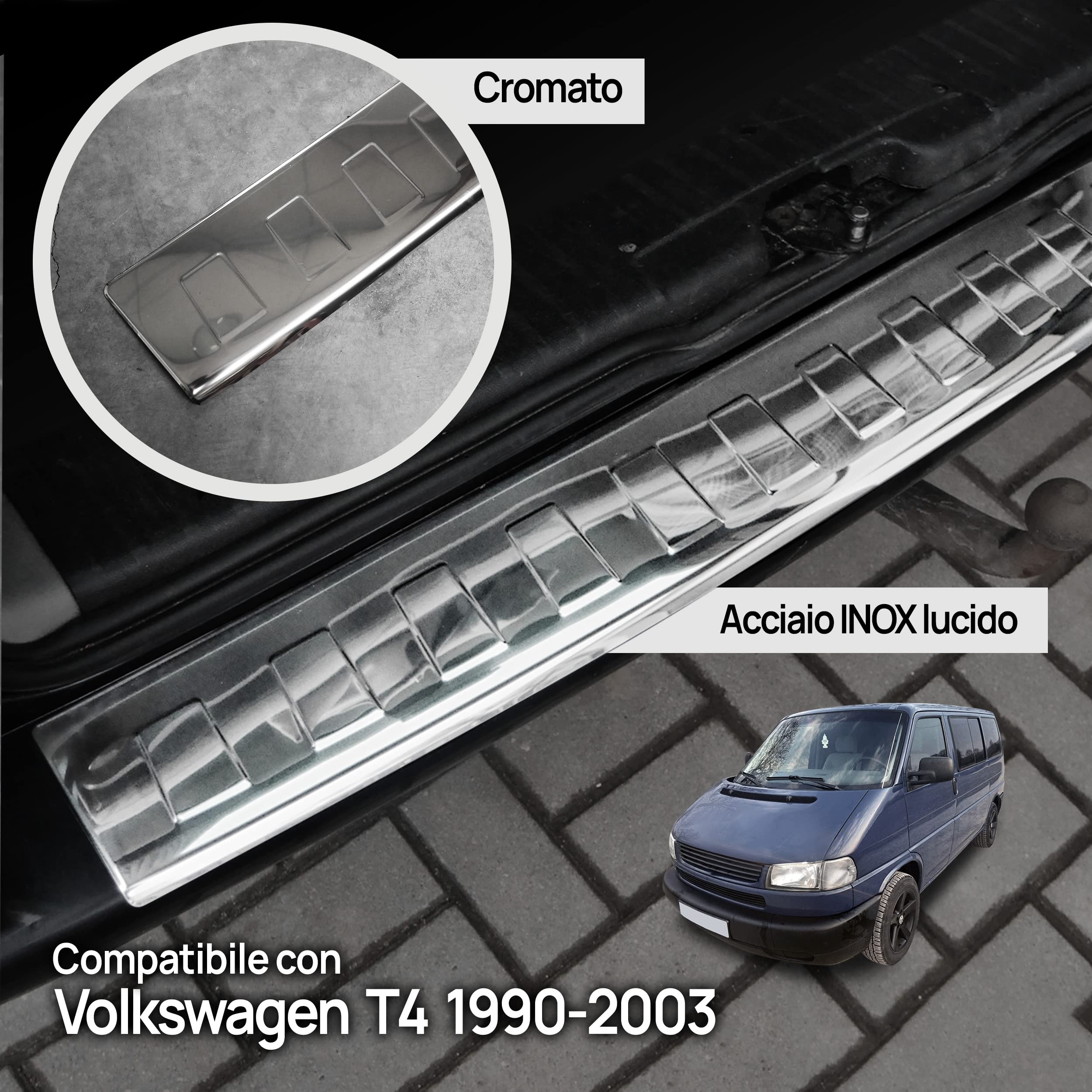 Protezione Paraurti In Acciaio Inox Per VW T4 Facelift 1996-2003 - Qualit&agrave; Premium, Anti-Graffi