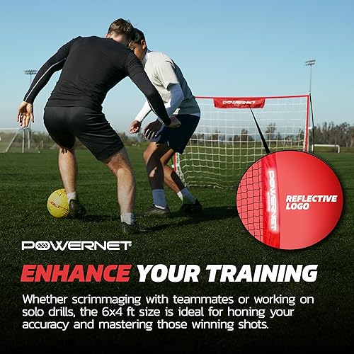 Miniatura 4 de PowerNet Portable Soccer Goal, Collapsible Soccer Net with Fiberglass Poles, Pop Up Soccer Training Equipment, 1 Goal & Zipper Storage Bag (Various